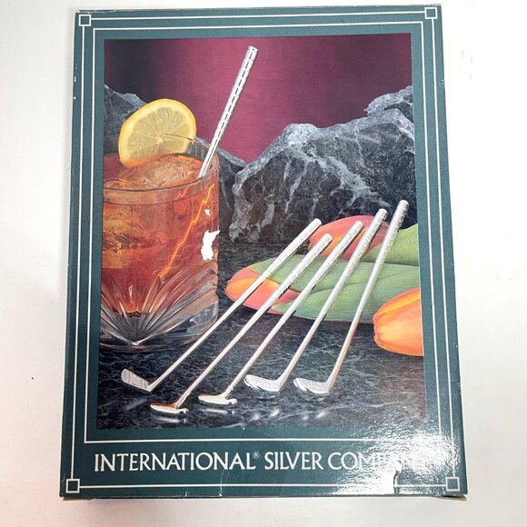 Silverplated Golf-Themed Drink Stirrers - Set Of 6 By International Silver Compa - Picture 4 of 8